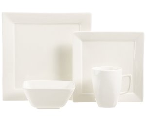 16 piece classic white dinnerware set square shaped