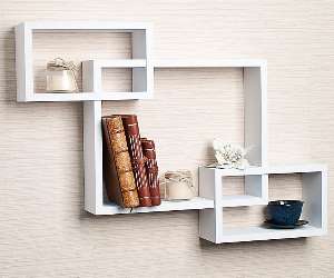 intersecting wall shelf finish white