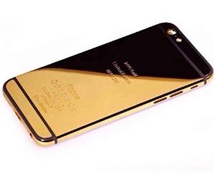 iPhone 6 4.7" 24CT Shiny Gold Metal Back Cover (Gold/Black Strip)