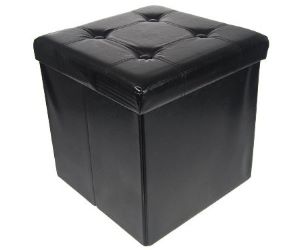 Storage Ottoman Faux Leather Collapsible Foldable